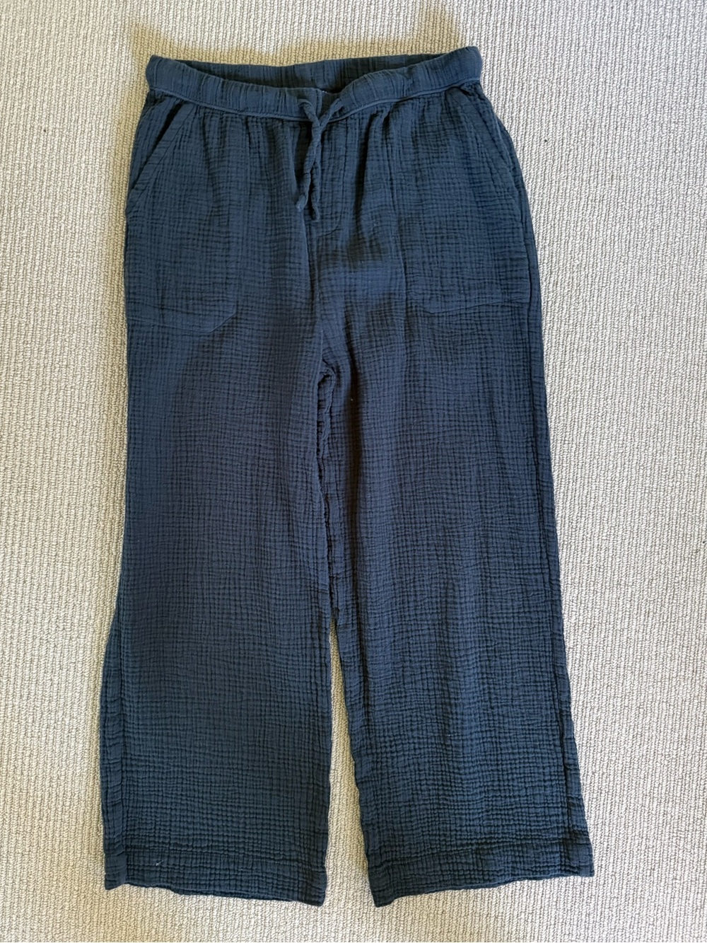 Splendid Navy Cotton Gauze Wide-Leg Pants
